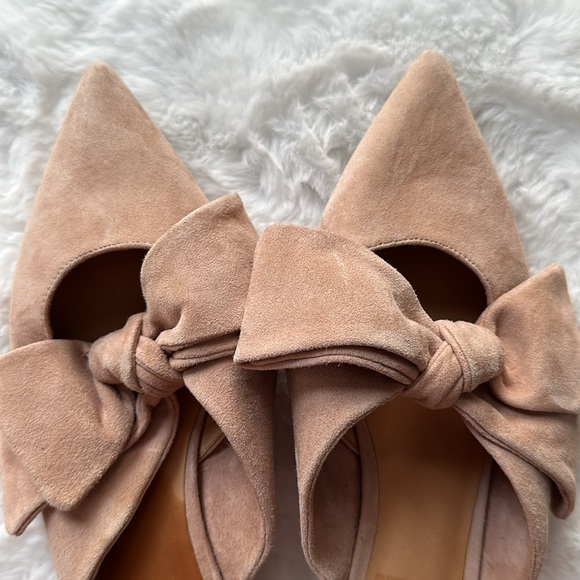 Joie Suede Kitten Heel Slip on Pointed Toe Shoe with Bows size EU 37.5/US 6.5 - Picture 5 of 6